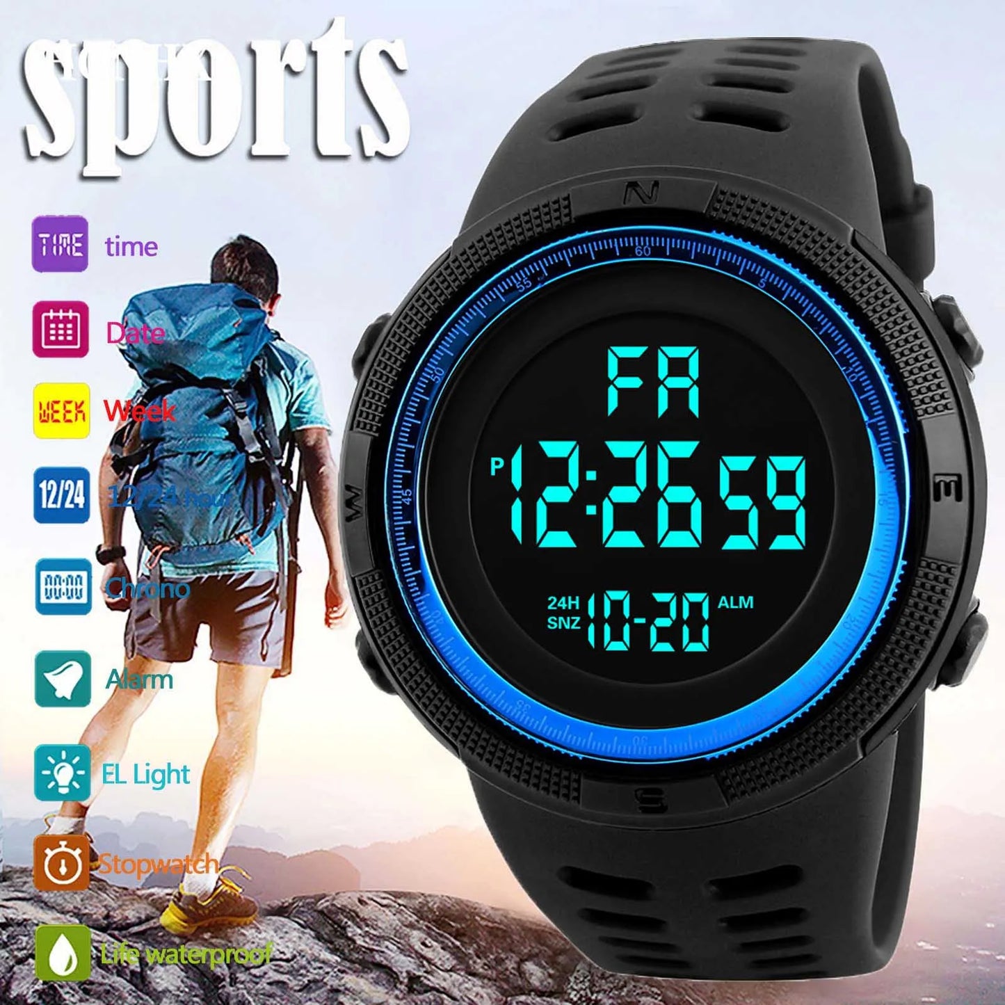 Digital Men Watch Military Sports Wristwatch Multifunction Waterproof Sport Watches Kids Student Electronic Watch for men Gifts