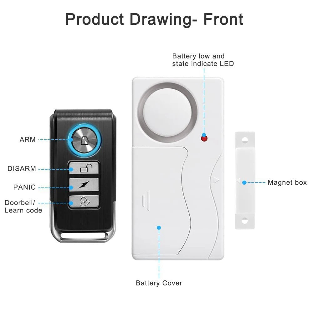 New Door Window Burglar Alarm Sensor Wireless Remote Control Anti-Theft Alarm System Kit Home Security Door Open Detectors