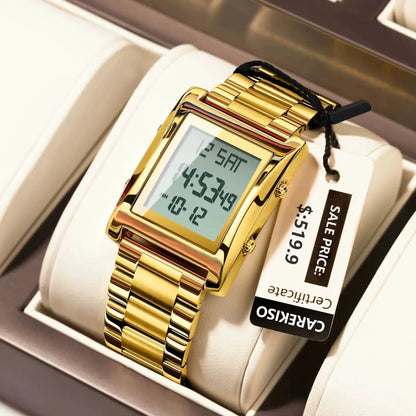 CAREKISO Original LED Men Watch Waterproof Week Calendar Alarm Man Wristwatch Rectangle Stainless Steel Electronic Men's Watches