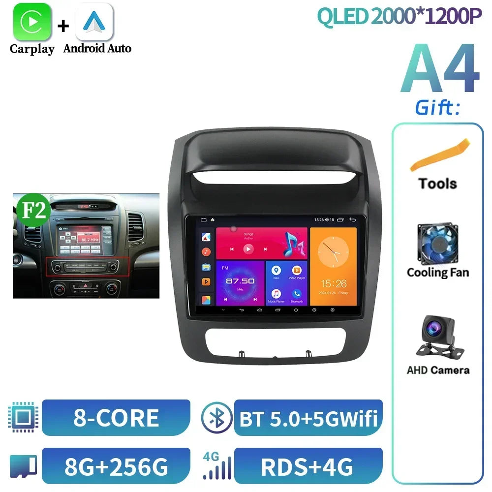 Android 14 For Kia Sorento 2 Ii Xm 2012-2021 Screen Multimedia Autoradio Navigation Wireless Bluetooth Carplay Stereo Car Radio