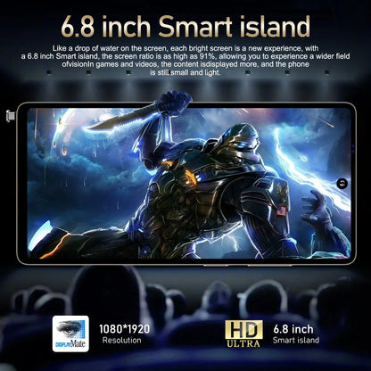 Global Vision S25 Ultra Smartphone 5G Android 12 8GB RAM 512GB ROM 6.8 Inch Phone 1920x1080HD 24+48MP 4 5G Network Mobile Phones