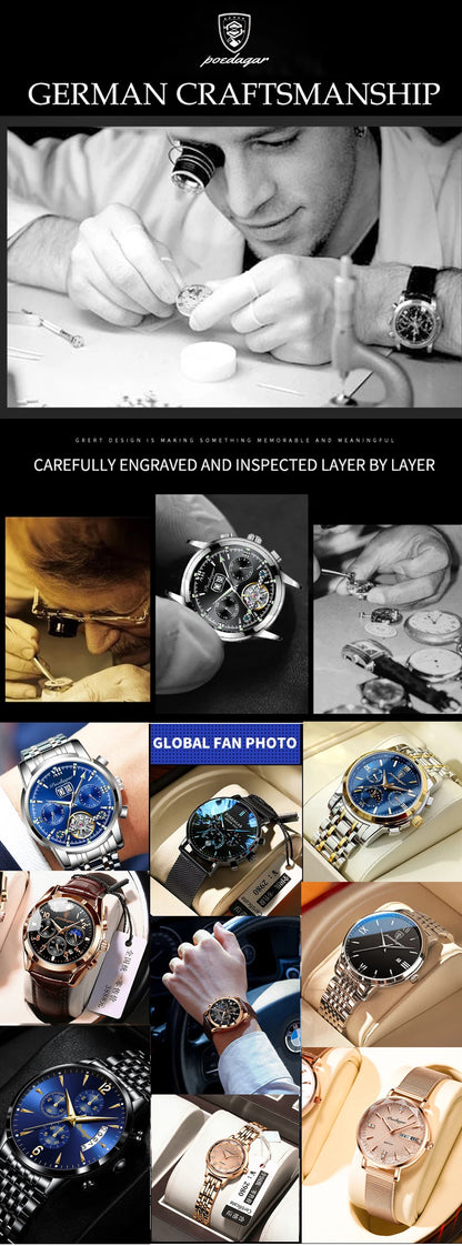 POEDAGAR Sport Wristwatch for Man LED Alarm Dual Time Display Digital Quartz Men Watch Electronic Waterproof Men's Watches Reloj