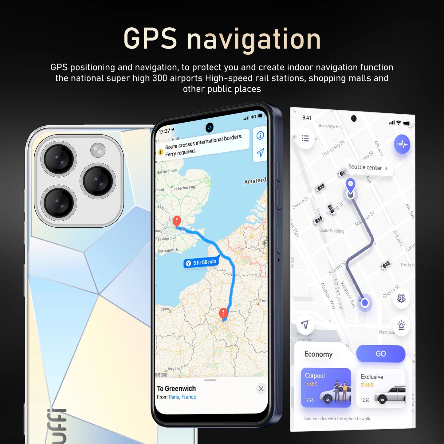 Global Vision I16 Pro Smartphone 5G Android 5300mAH 12GB RAM 512G ROM 6.56Inch 1080x2640HD 24+48MP MTK10 4G Network Mobile Phone