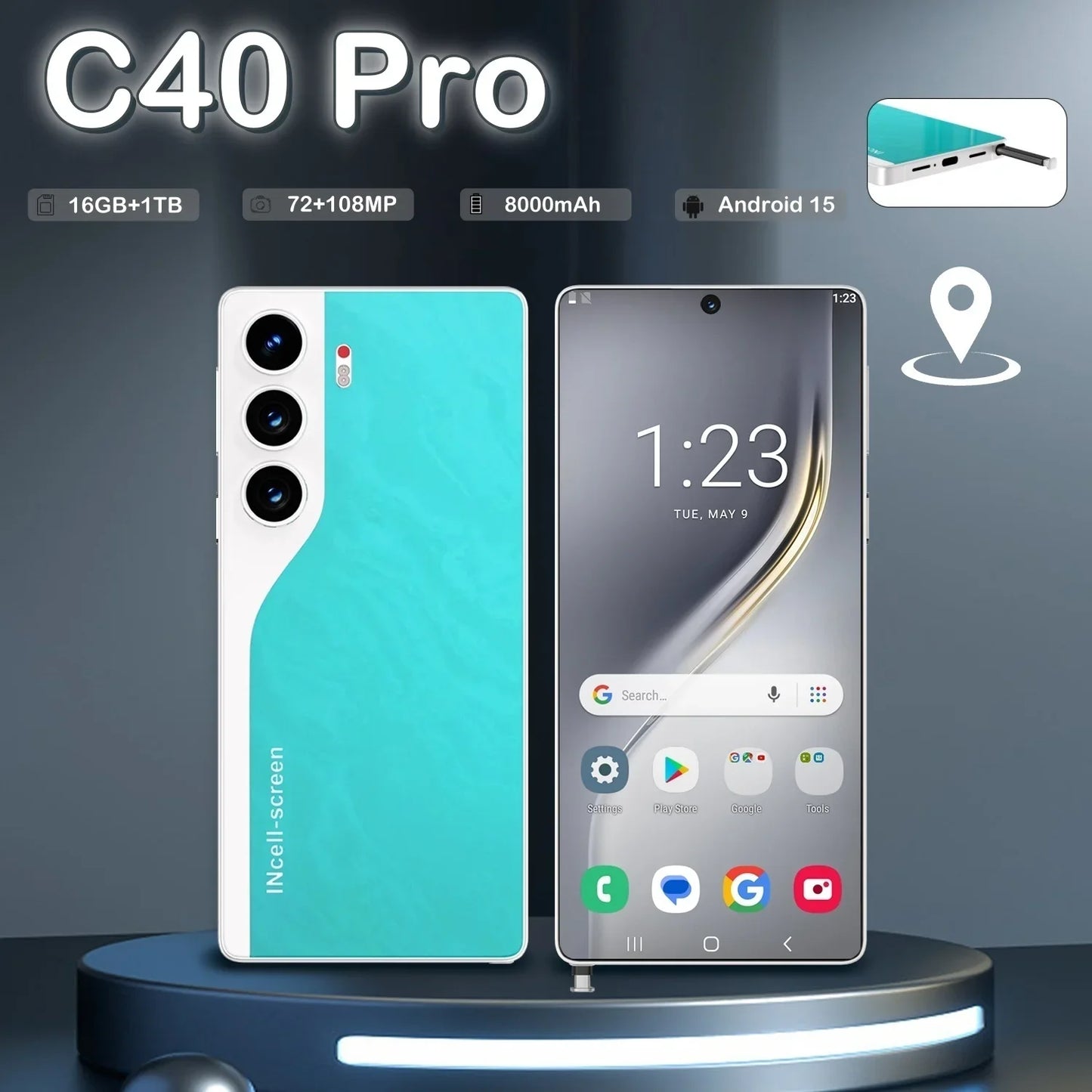 HOT 2025 New C40 Pro Original Intelligent 5G Dual Card Dual Standby 108MP 8000mAh Battery Android 14 System Global Version