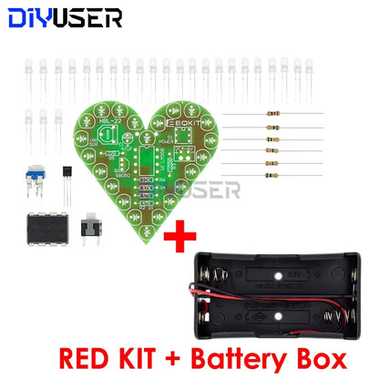 DIY Kit Heart Shape Breathing Lamp Kit DC 4V-6V Breathing LED Suite Red White Blue Green DIY Electronic Production for Learning