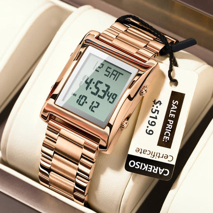 CAREKISO Original LED Men Watch Waterproof Week Calendar Alarm Man Wristwatch Rectangle Stainless Steel Electronic Men's Watches