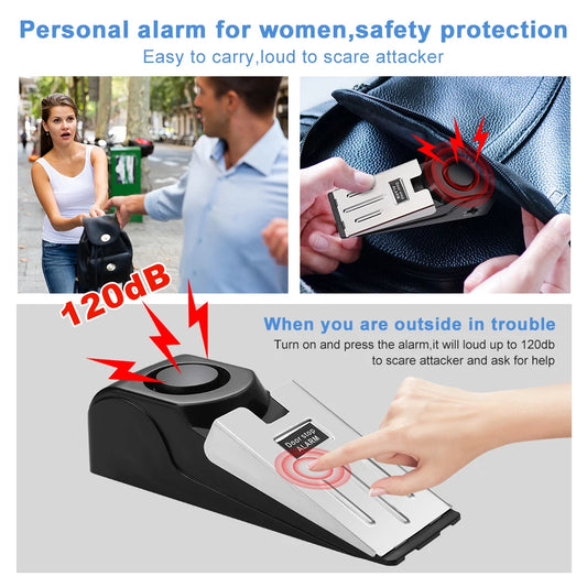 120 dB Anti-theft Burglar Stop System Security Home Alarm System Door Block Blocking Home Wedge Stopper Shaped Safety Stopper
