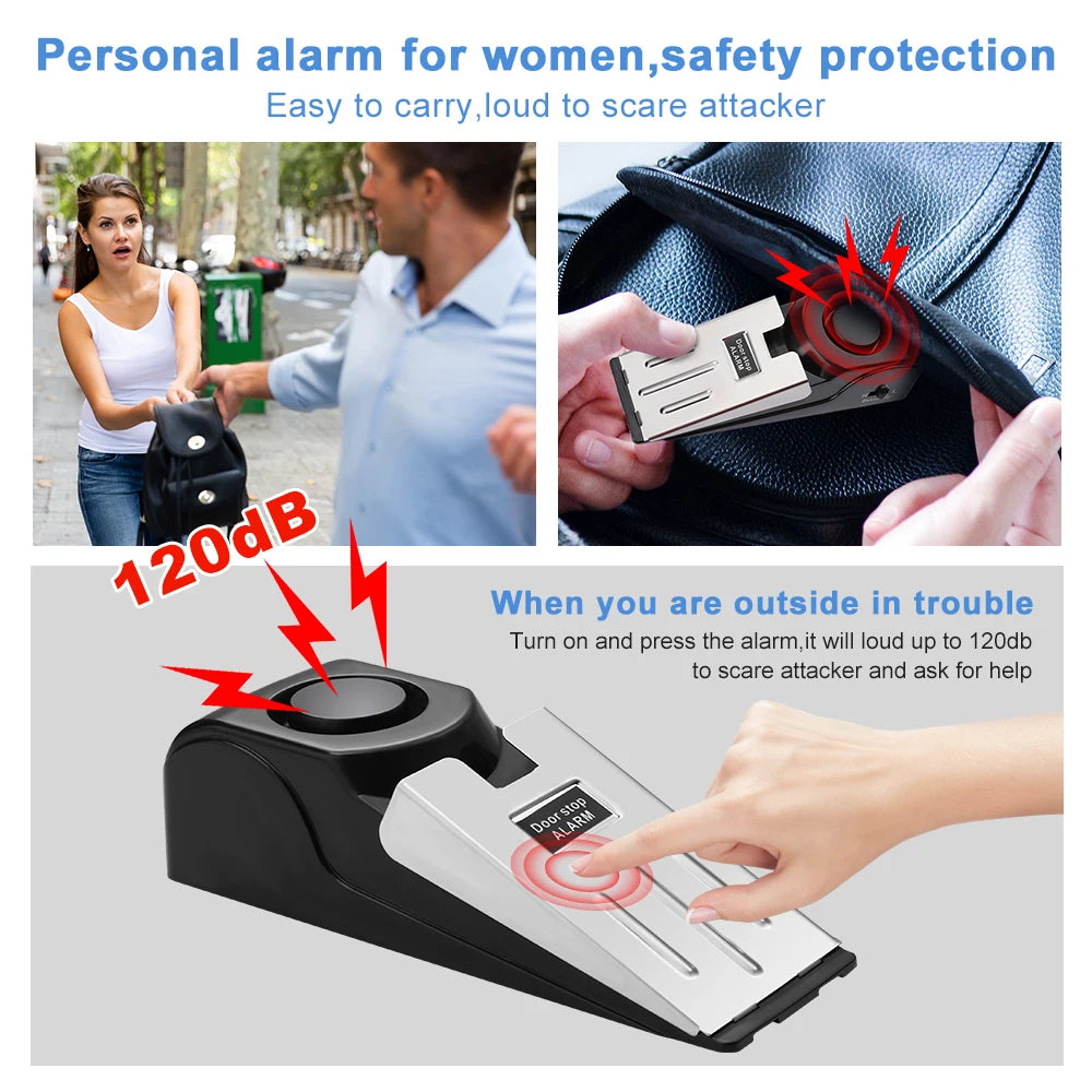 120 dB Anti-theft Burglar Stop System Security Home Alarm System Door Block Blocking Home Wedge Stopper Shaped Safety Stopper