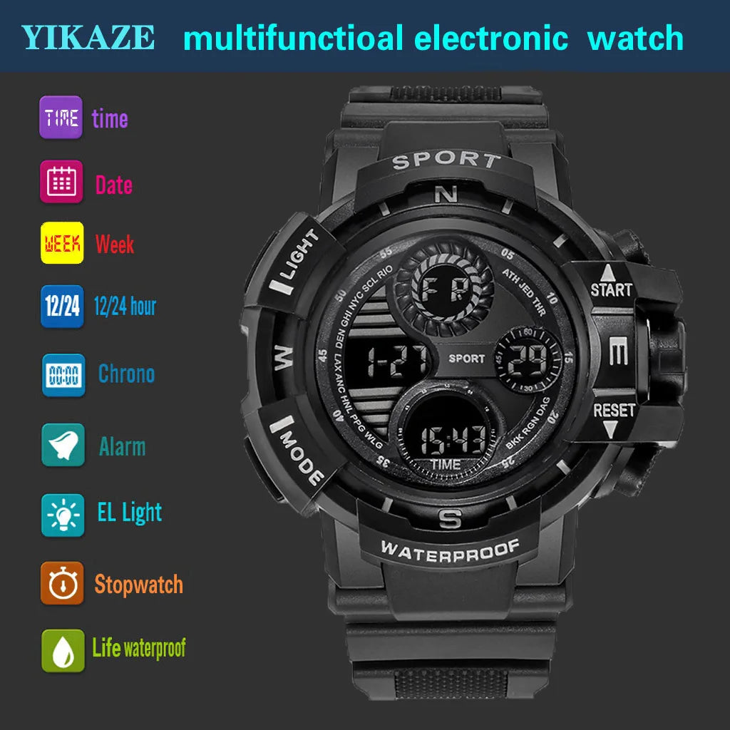 Digital Men Watch Military Sports Wristwatch Multifunction Waterproof Sport Watches Kids Student Electronic Watch for men Gifts