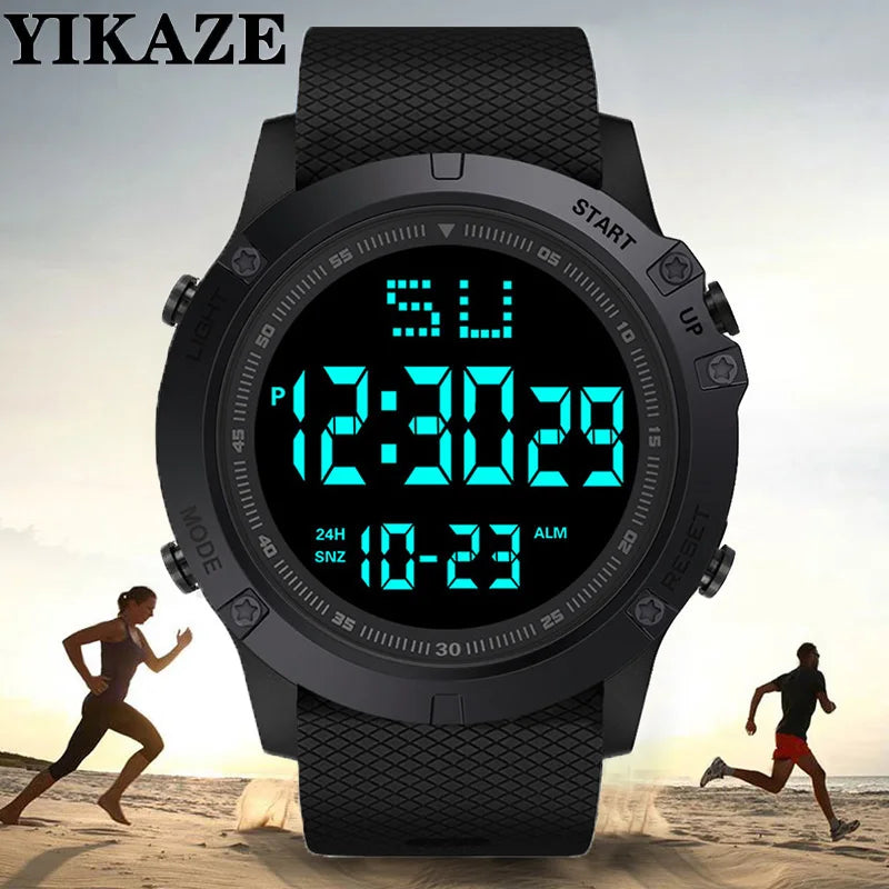Men Sport Watch Multifunction Military Sports Watch Waterproof Luminous LED Digital Kids Watch Big Dial Student Electronic Watch