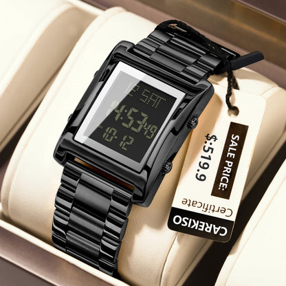CAREKISO Original LED Men Watch Waterproof Week Calendar Alarm Man Wristwatch Rectangle Stainless Steel Electronic Men's Watches