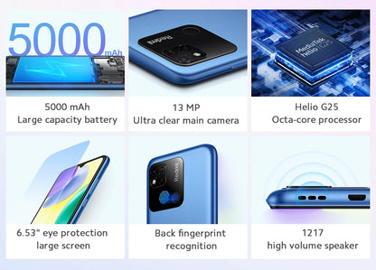 Xiaomi Redmi 10A Global Rom 4G Smartphone 64GB 128GB Helio G25 Octa Core 6.53' HD Display 13MP Fingerprint 5000mAh used phone