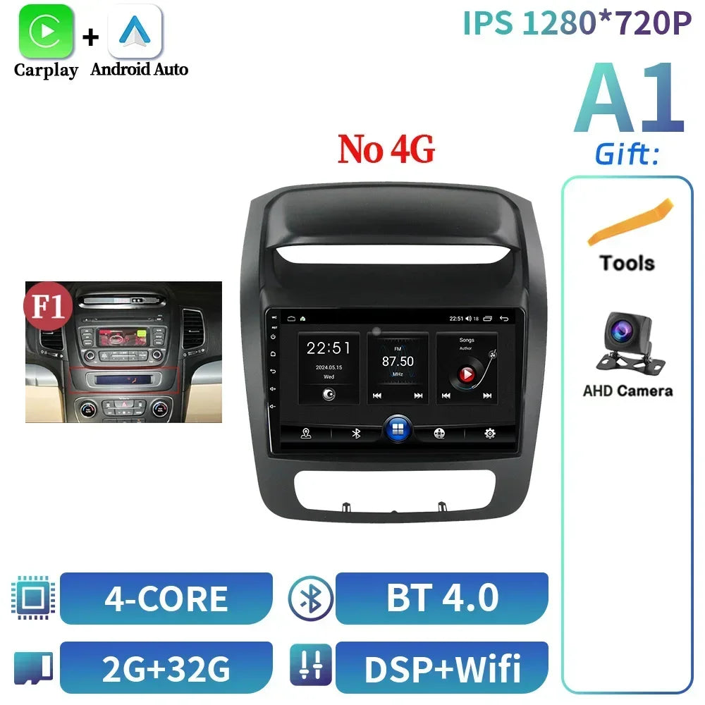 Android 14 For Kia Sorento 2 Ii Xm 2012-2021 Screen Multimedia Autoradio Navigation Wireless Bluetooth Carplay Stereo Car Radio