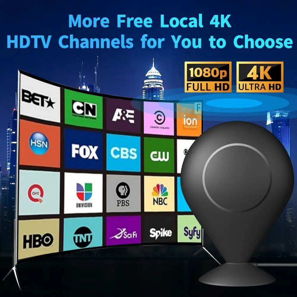 TV Antenna for Local Channels,360+ Long Distance Indoor Outdoor Amplified HDTV,Support 4K 1080p All Television  Smart TV Antenna