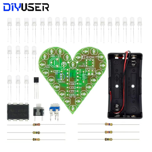 DIY Kit Heart Shape Breathing Lamp Kit DC 4V-6V Breathing LED Suite Red White Blue Green DIY Electronic Production for Learning