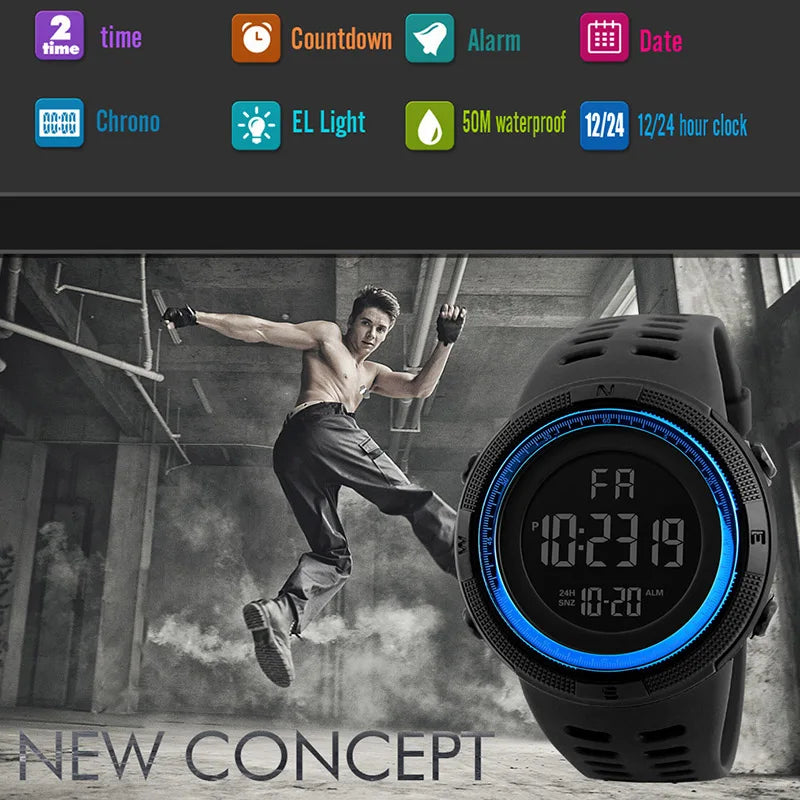 Digital Men Watch Military Sports Wristwatch Multifunction Waterproof Sport Watches Kids Student Electronic Watch for men Gifts