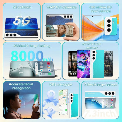 HOT 2025 New C40 Pro Original Intelligent 5G Dual Card Dual Standby 108MP 8000mAh Battery Android 14 System Global Version