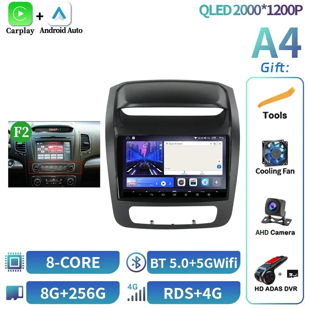 Android 14 For Kia Sorento 2 Ii Xm 2012-2021 Screen Multimedia Autoradio Navigation Wireless Bluetooth Carplay Stereo Car Radio