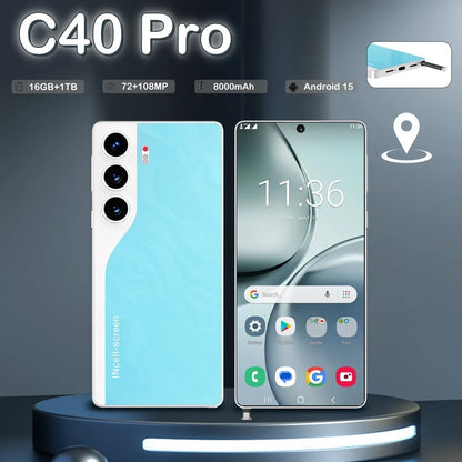 HOT 2025 New C40 Pro Original Intelligent 5G Dual Card Dual Standby 108MP 8000mAh Battery Android 14 System Global Version