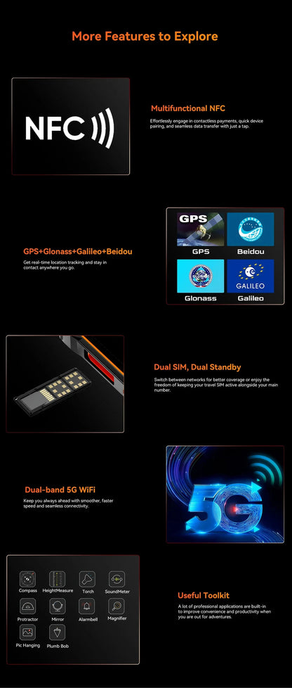 Blackview OSCAL Marine 2 Rugged Phone 8GB RAM 256GB Smartphone AI 11000mAh Battery 6.56 " HD+Display Unisoc T61 Android 15 NFC