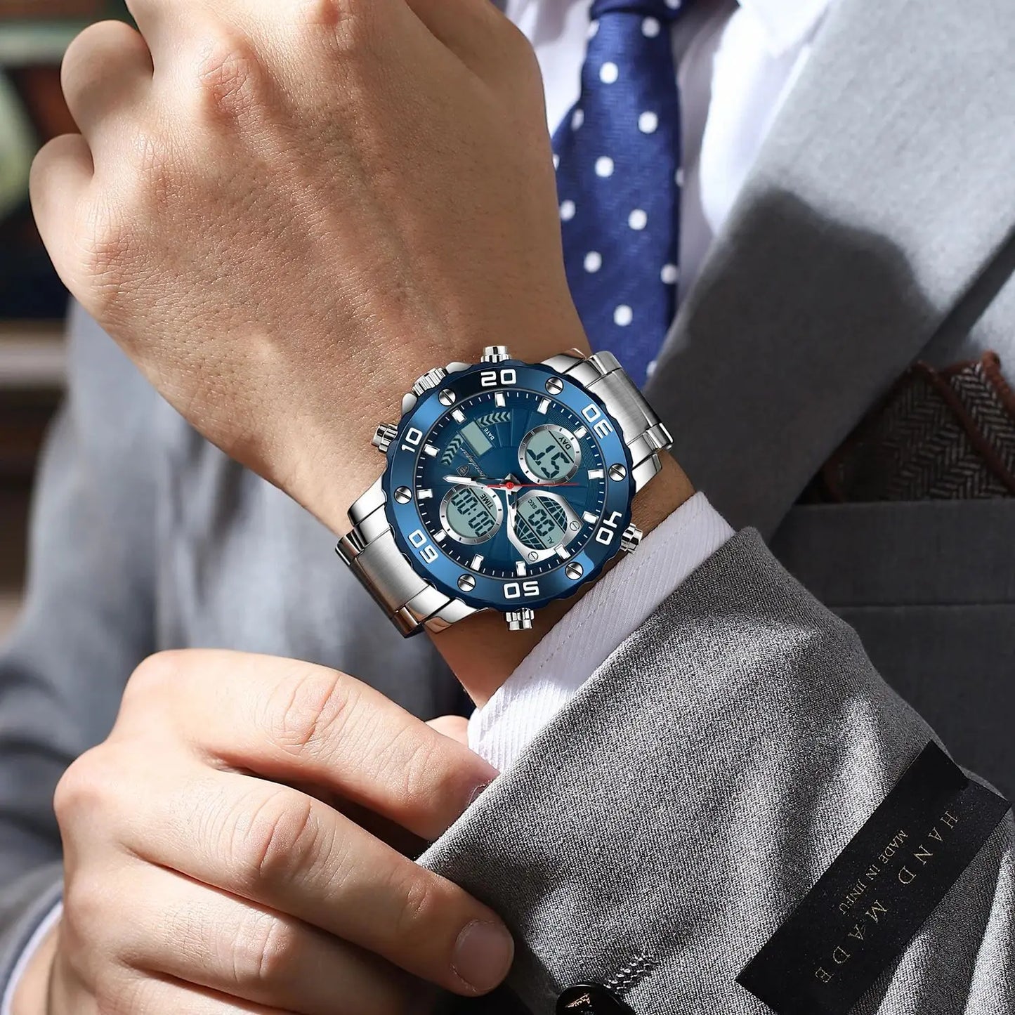 POEDAGAR Sport Wristwatch for Man LED Alarm Dual Time Display Digital Quartz Men Watch Electronic Waterproof Men's Watches Reloj
