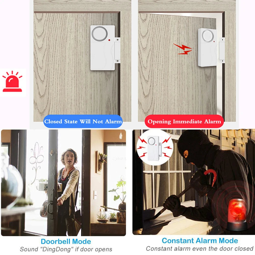New Door Window Burglar Alarm Sensor Wireless Remote Control Anti-Theft Alarm System Kit Home Security Door Open Detectors
