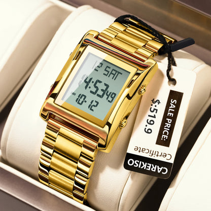 CAREKISO Original LED Men Watch Waterproof Week Calendar Alarm Man Wristwatch Rectangle Stainless Steel Electronic Men's Watches