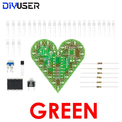 DIY Kit Heart Shape Breathing Lamp Kit DC 4V-6V Breathing LED Suite Red White Blue Green DIY Electronic Production for Learning