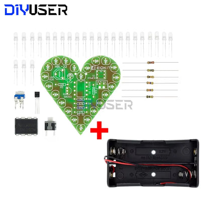 DIY Kit Heart Shape Breathing Lamp Kit DC 4V-6V Breathing LED Suite Red White Blue Green DIY Electronic Production for Learning
