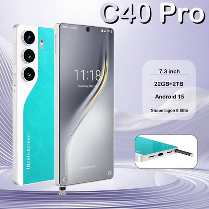 HOT 2025 New C40 Pro Original Intelligent 5G Dual Card Dual Standby 108MP 8000mAh Battery Android 14 System Global Version