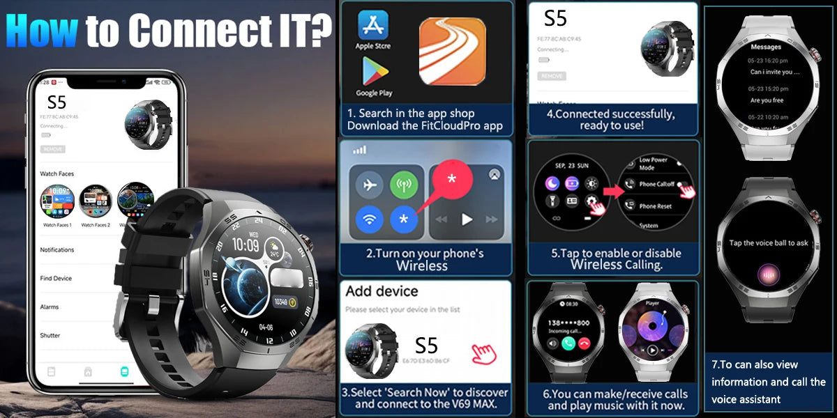 2025New GUHUAVMI GT5 Pro Smart Watch Men HD AMOLED Screen GPS Motion trajectory HeartRate Bluetooth Call 1.52" SmartWatch IP68