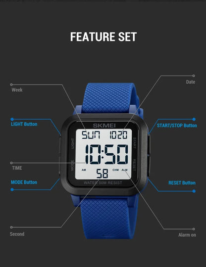 SKMEI 1894 Military Digital Watch for Men Waterproof Mens Electronic Shockproof Sports Wristwatches Countdown 1841 Montre Homme