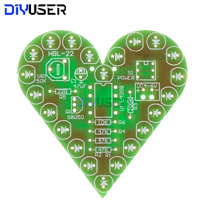 DIY Kit Heart Shape Breathing Lamp Kit DC 4V-6V Breathing LED Suite Red White Blue Green DIY Electronic Production for Learning
