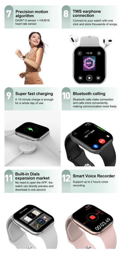 NEW Smart Watch Series 10 Men Blood Pressure BT Call NFC Sleep monitoring Wireless Charge Women Sport Smartwatch For IOS Android